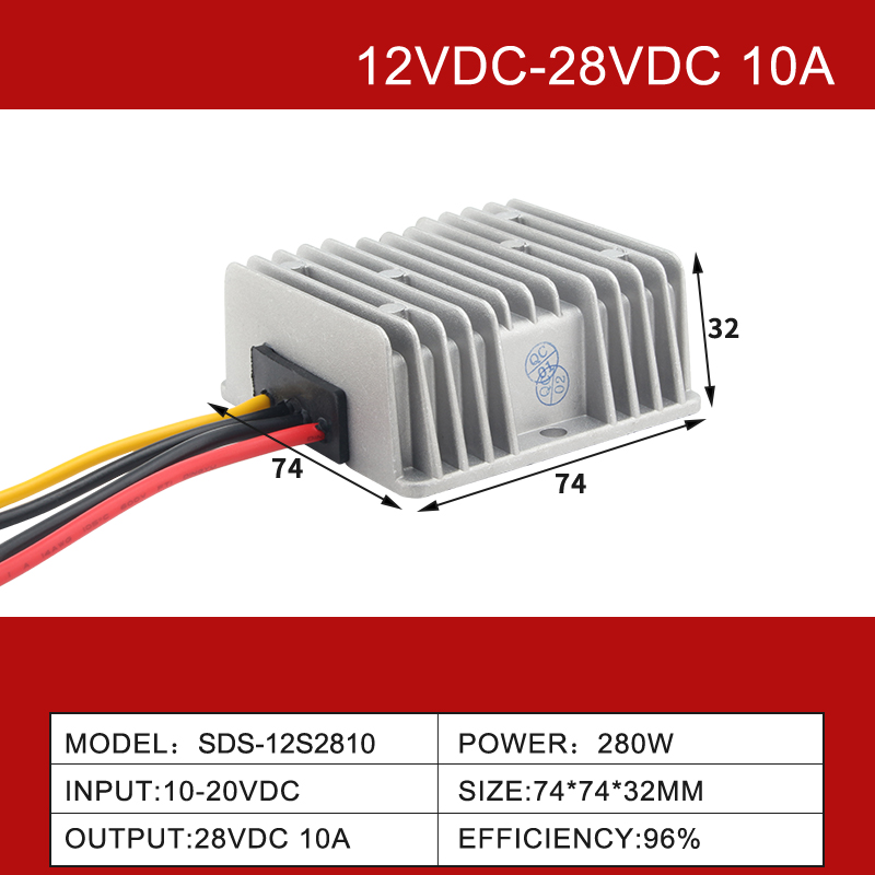 12VDC ～ 28VDC 3A ～ 40A 車用防水非絶縁単一出力 DC-DC コンバータ