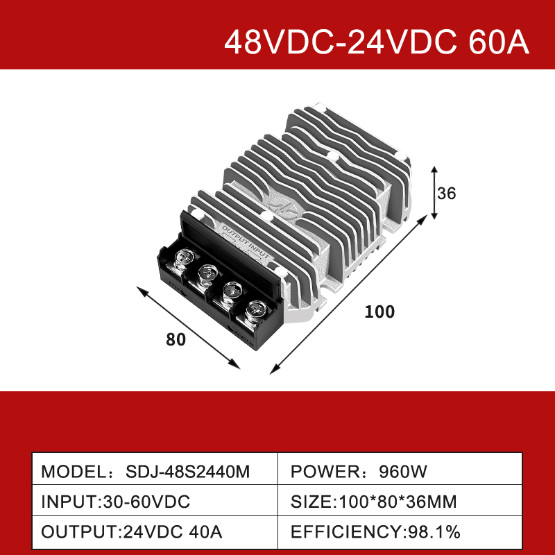 48 V に 24 V 3A に 85A 降圧 DC/DC コンバータ IP68 防水電源ソーラーシステム用