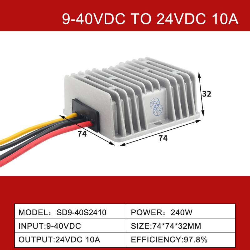 9-40V ～ 24V 2-30A 単一出力非絶縁 DC-DC 昇圧降圧カーコンバータ