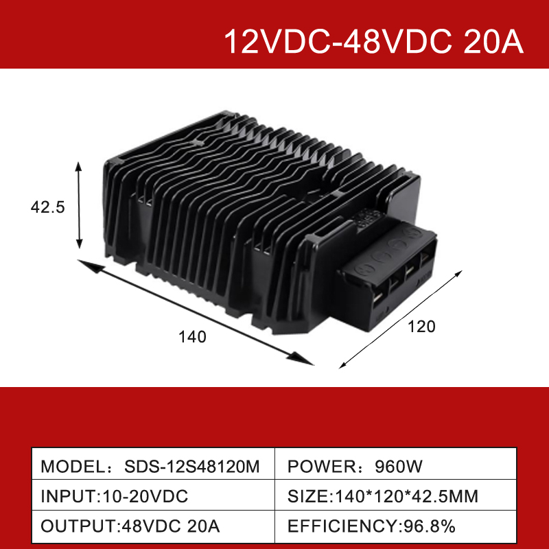 車用 12V ～ 48V 1A ～ 20A 防水昇圧 DC-DC 電源コンバータ