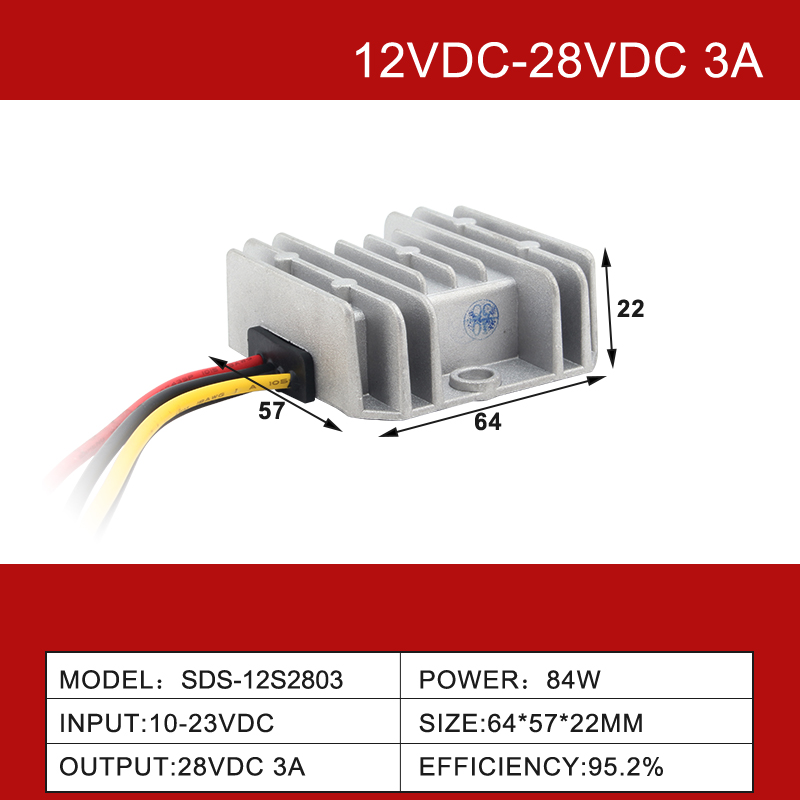 12VDC ～ 28VDC 3A ～ 40A 車用防水非絶縁単一出力 DC-DC コンバータ
